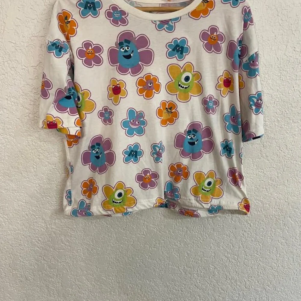 Disney Parks "Monsters, Inc." Floral Cinch-Hem T-Shirt - Picture 2 of 5